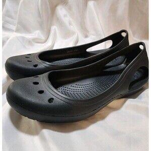 CROCS Black Kadee Ballet Flats Women's Size 11 Slip On Round Toe Casual Shoes